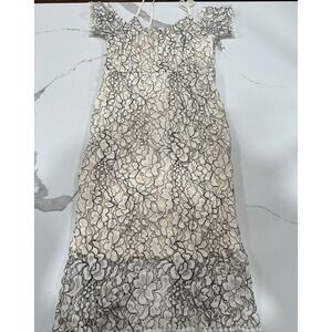 Romeo + Juliet Couture Lace Overlay Off Shoulder Midi Dress‎ Cream Black Size S